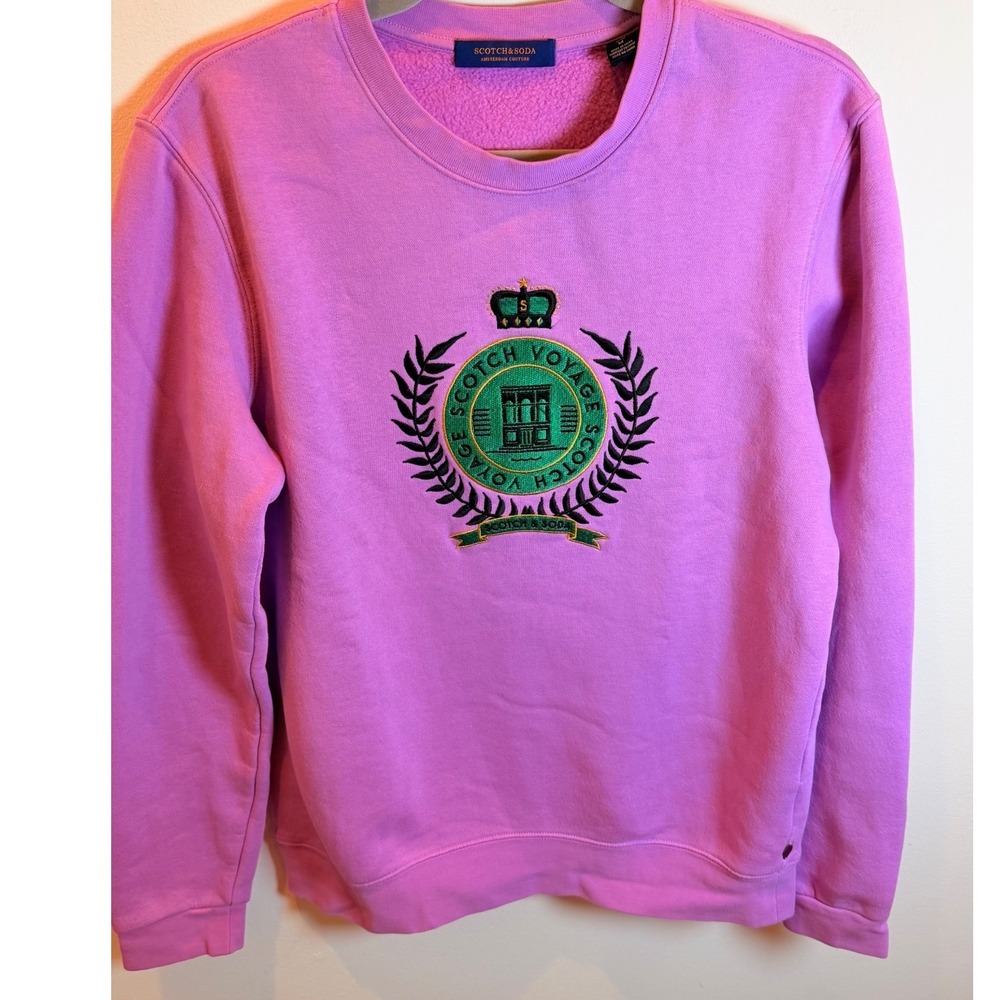 Scotch & Soda Pink Scotch Voyage Crest Sweatshirt Medium 145460-18-FWMM-D40
